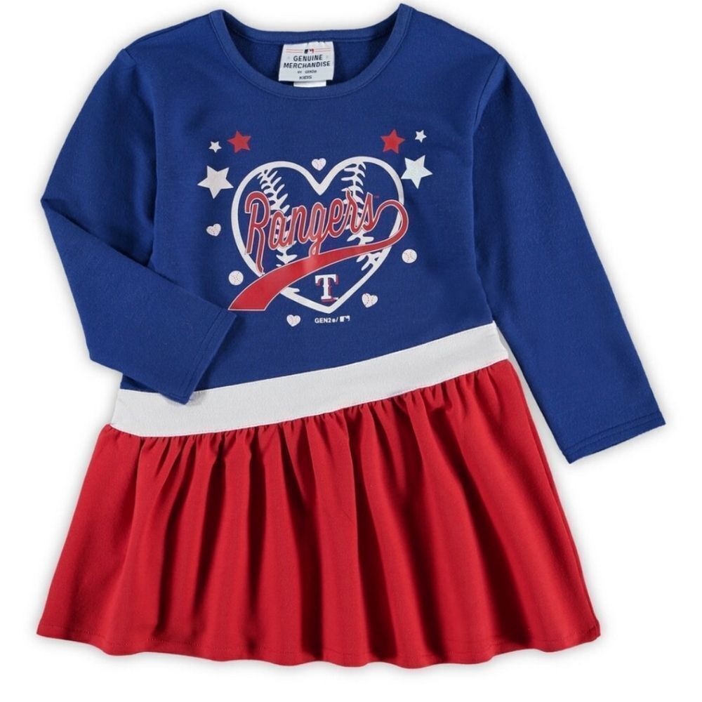 Genuine Merchandise Girls Texas Rangers Dress MLB Baseball Fan Knit Game Outfit